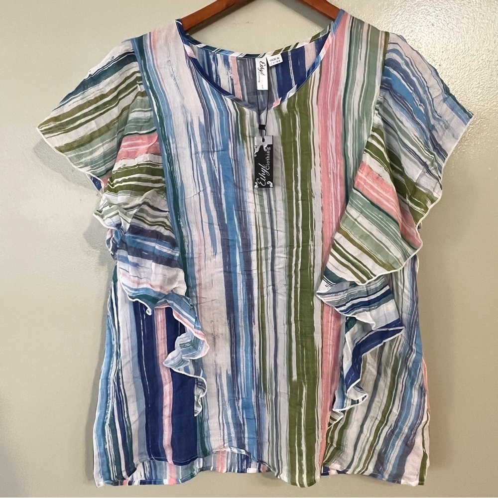 Stylish Women's Multicolor Striped Top by Ethyl Clothing L NWT